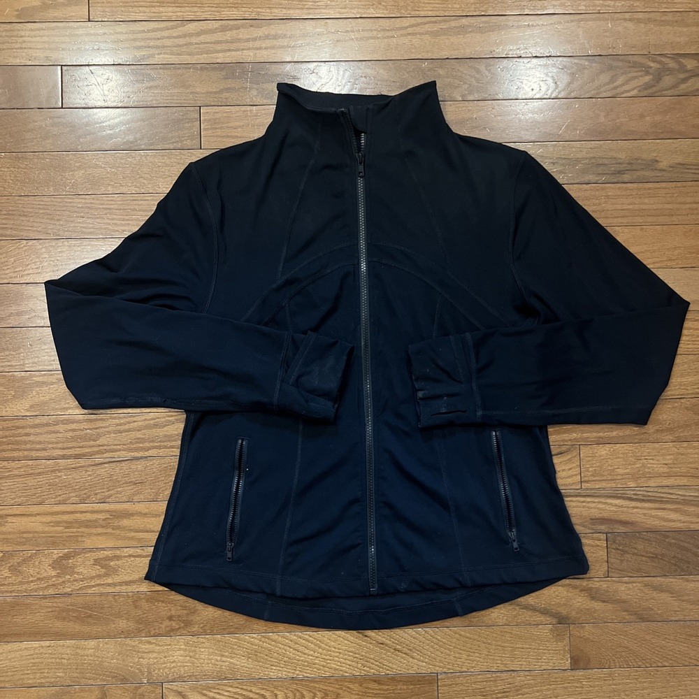 Quince Ultra-Form Slim Fit Jacket Black Full Zip Thumbholes Women's XL